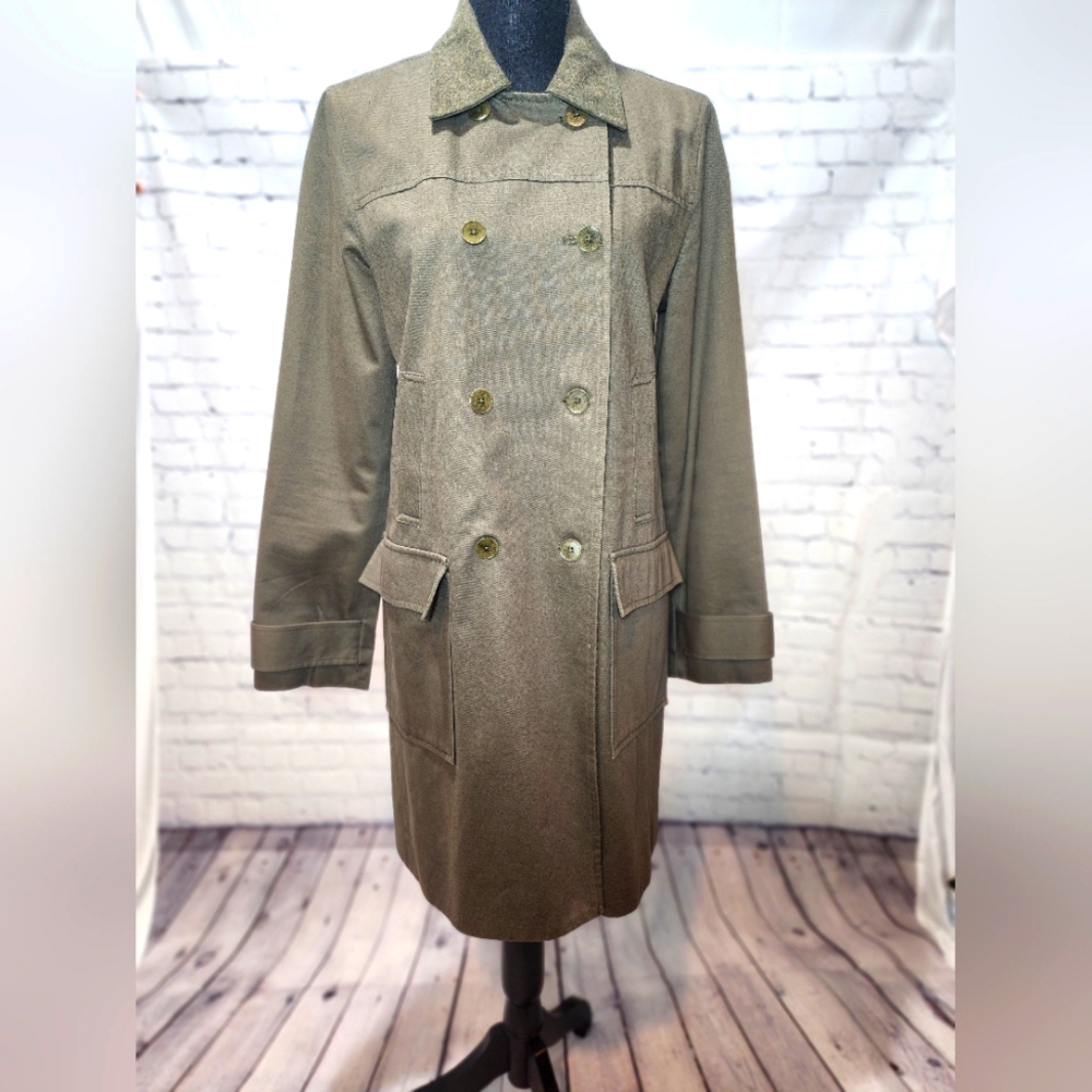 Ann Taylor Trench, Army Green, Size Medium